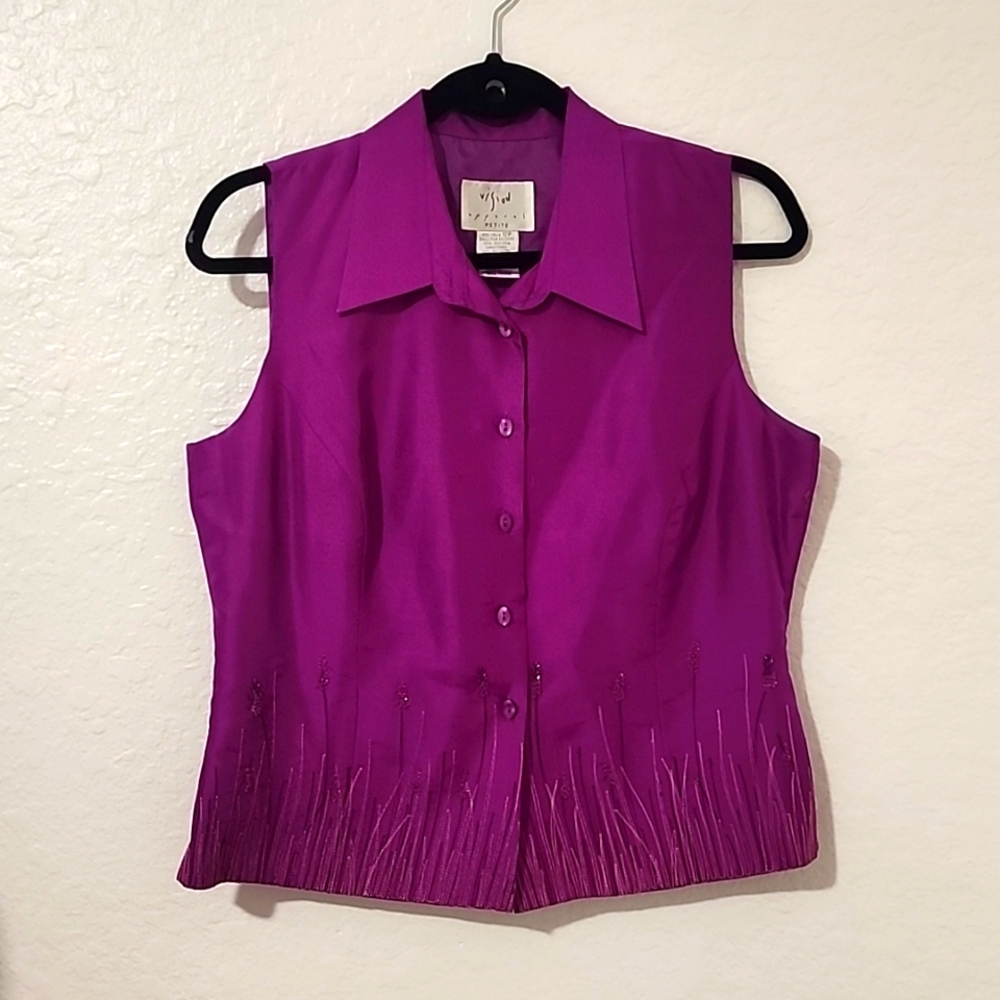 Vision Apparel Petite 100% Silk Blouse.  Size 12MP